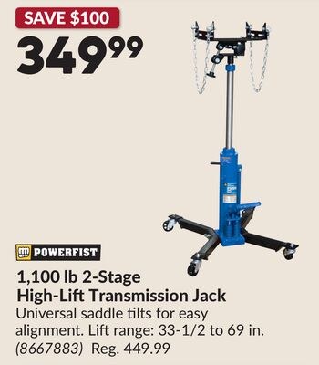 1,100 lb 2-Stage High-LiftTransmission Jack