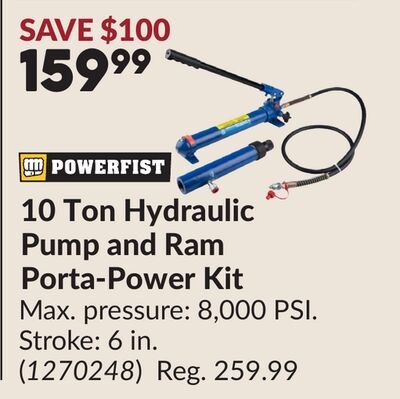 10 Ton Hydraulic Pump and Ram Porta-Power Kit