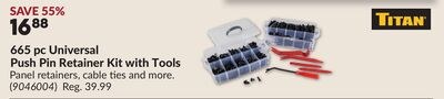 665 pc Universal Push Pin Retainer Kit with Too…