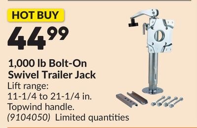 1,000 lb Bolt-On Swivel Trailer Jack