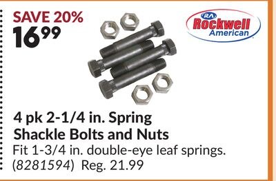 4 pk 2-1/4 in. Spring Shackle Bolts and Nuts