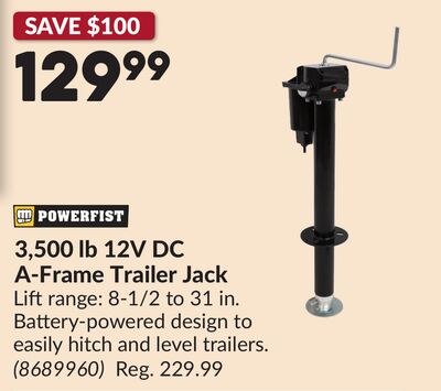 3,500 lb 12V DC A-Frame Trailer Jack