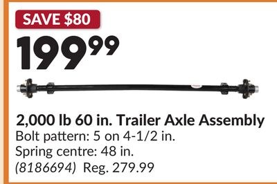 2,000 lb 60 in. Trailer Axle Assembly