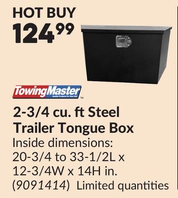 2-3/4 cu. ft Steel Trailer Tongue Box