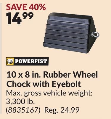 10 x 8 in. Rubber Wheel Chock with Eyebolt