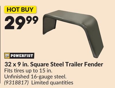 32 x 9 in. Square Steel Trailer Fender