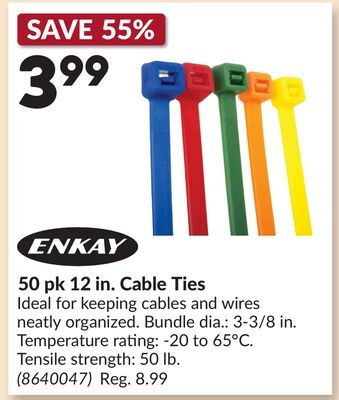 50 pk 12 in. Cable Ties