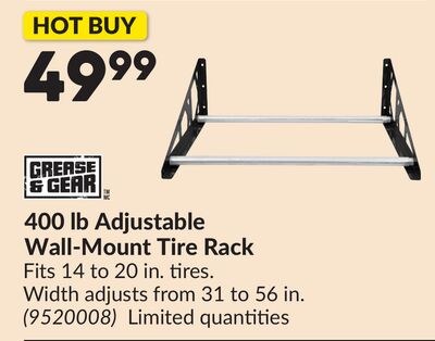 400 lb Adjustable Wall-Mount Tire Rack