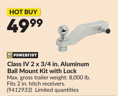 Class IV 2 x 3/4 in. Aluminum Ball Mount Kit wi…