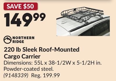 220 lb Sleek Roof-Mounted Cargo Carrier