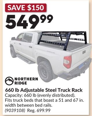 660 lb Adjustable Steel Truck Rack