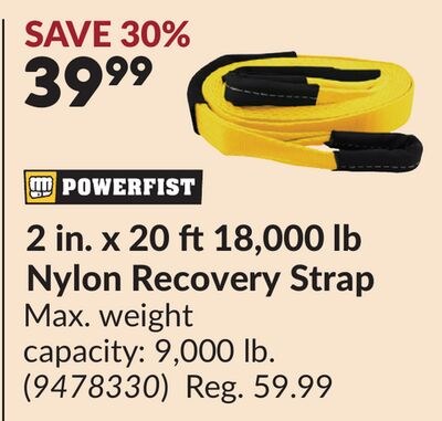 2 in. x 20 ft 18,000 lb Nylon Recovery Strap