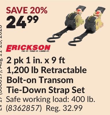 2 pk 1 in. x 9 ft 1,200 lb Retractable Bolt-on …