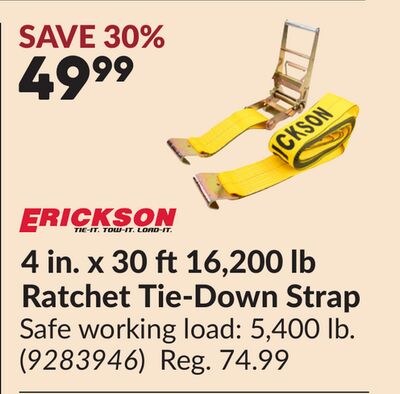 4 in. x 30 ft 16,200 lb Ratchet Tie-Down Strap