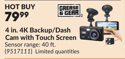 4 in. 4K Backup/Dash Cam with Touch Screen