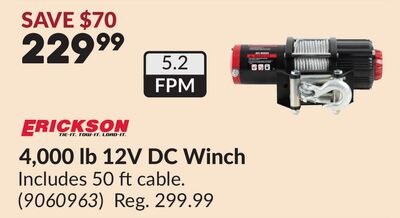 4,000 lb 12V DC Winch