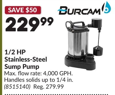 1/2 HP Stainless-Steel Sump Pump