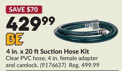 4 in. x 20 ft Suction Hose Kit