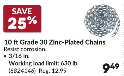 3/16 in. Working load limit: 630 lb. 10 ft Grad…
