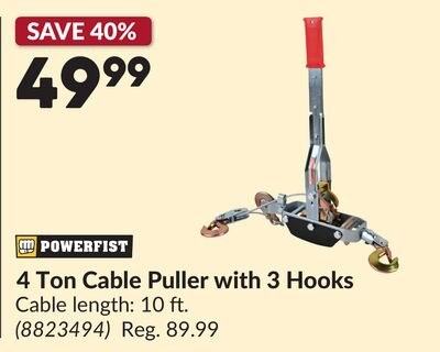 4 Ton Cable Puller with 3 Hooks