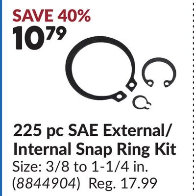 225 pc SAE External/ Internal Snap Ring Kit