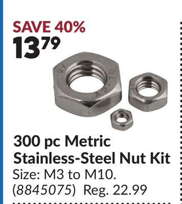 300 pc Metric Stainless-Steel Nut Kit