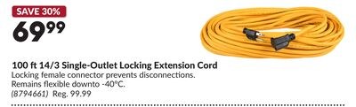 100 ft 14/3 Single-Outlet Locking Extension Cord