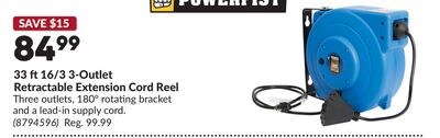 33 ft 16/3 3-Outlet Retractable Extension Cord …