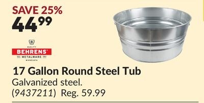 17 Gallon Round Steel Tub