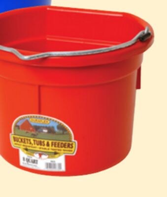 Red 8 qt. Flat-Back Plastic Buckets