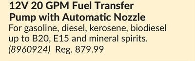 12V 20 GPM Fuel Transfer Pump with Automatic No…