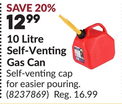 10 Litre Self-Venting Gas Can