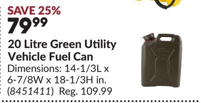 20 Litre Green Utility Vehicle Fuel Can