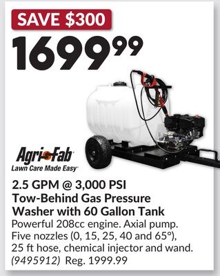 2.5 GPM @ 3,000 PSI Tow-Behind Gas Pressure Was…