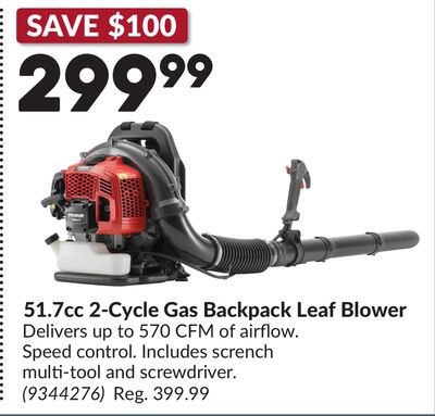 51.7cc 2-Cycle Gas Backpack Leaf Blower