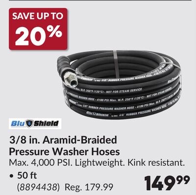 3/8 in. Aramid-Braided Pressure Washer Hoses, 5…