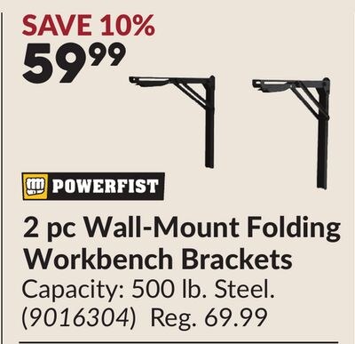 2 pc Wall-Mount Folding Workbench Brackets