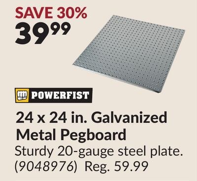 24 x 24 in. Galvanized Metal Pegboard