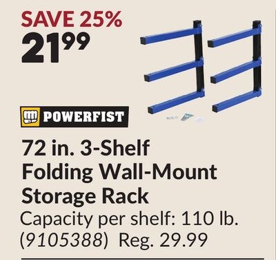 72 in. 3-Shelf Folding Wall-Mount Storage Rack