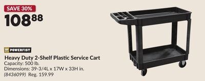 Heavy Duty 2-Shelf Plastic Service Cart