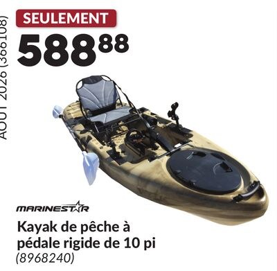Kayak de pêche à pédale rigide de 10 pi