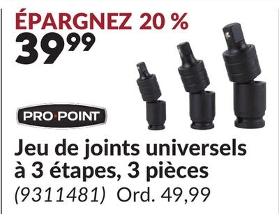 Jeu de joints universels à 3 étapes, 3 pièces