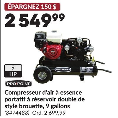 Compresseur d'air à essence portatif à réservoi…