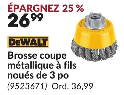 Brosse coupe métallique à fils noués de 3 po