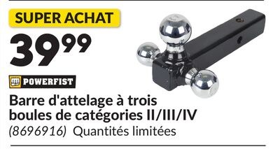 Barre d'attelage à trois boules de catégories I…