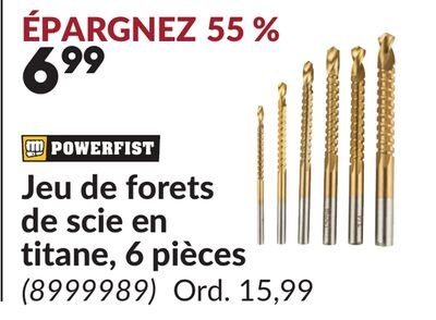 Jeu de forets de scie en titane, 6 pièces