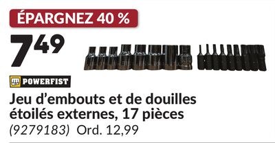 Jeu d'embouts et de douilles étoilés externes, …