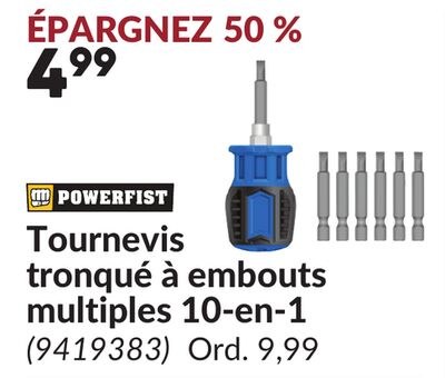 Tournevis tronqué à embouts multiples 10-en-1