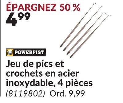 Jeu de pics et crochets en acier inoxydable, 4 …