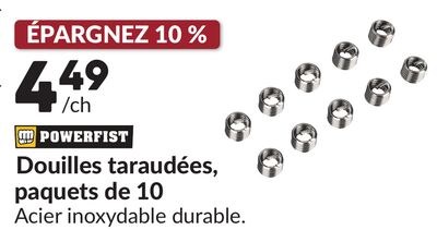 Douilles taraudées, paquets de 10